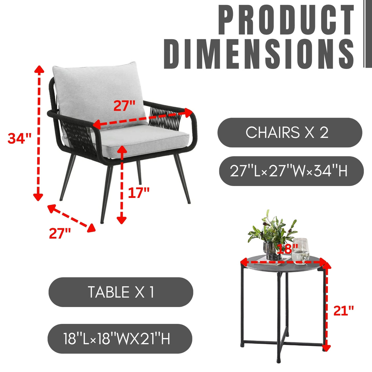 3-Piece Rope Patio Set - Perfect for Outdoor Entertaining
