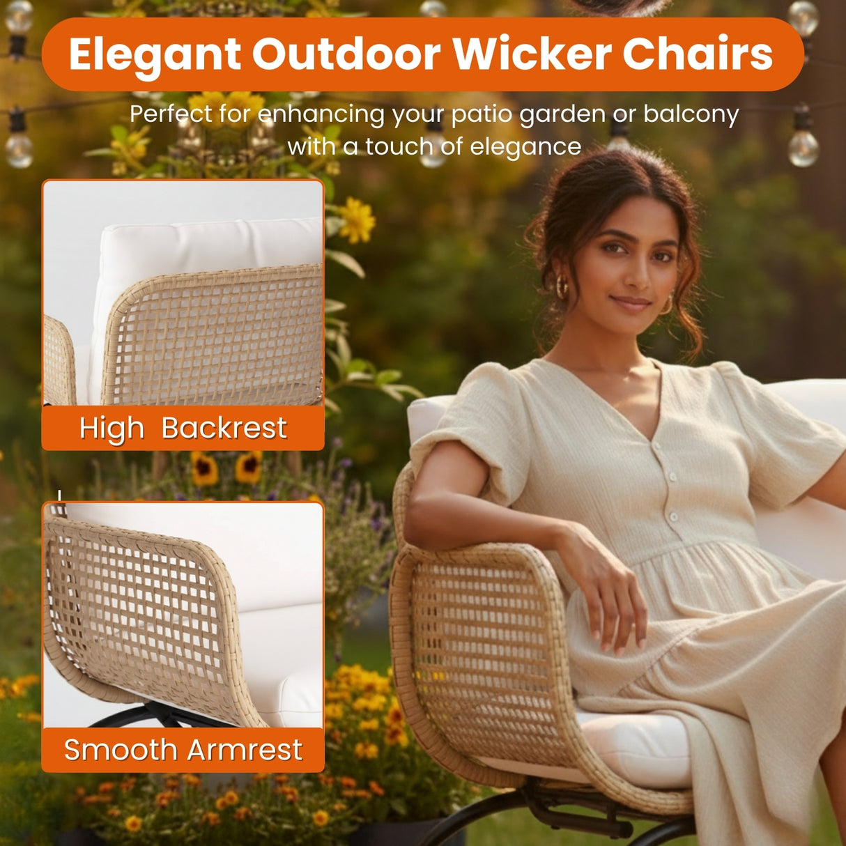 Outdoor Wicker 4-Piece Patio Set With Footrest