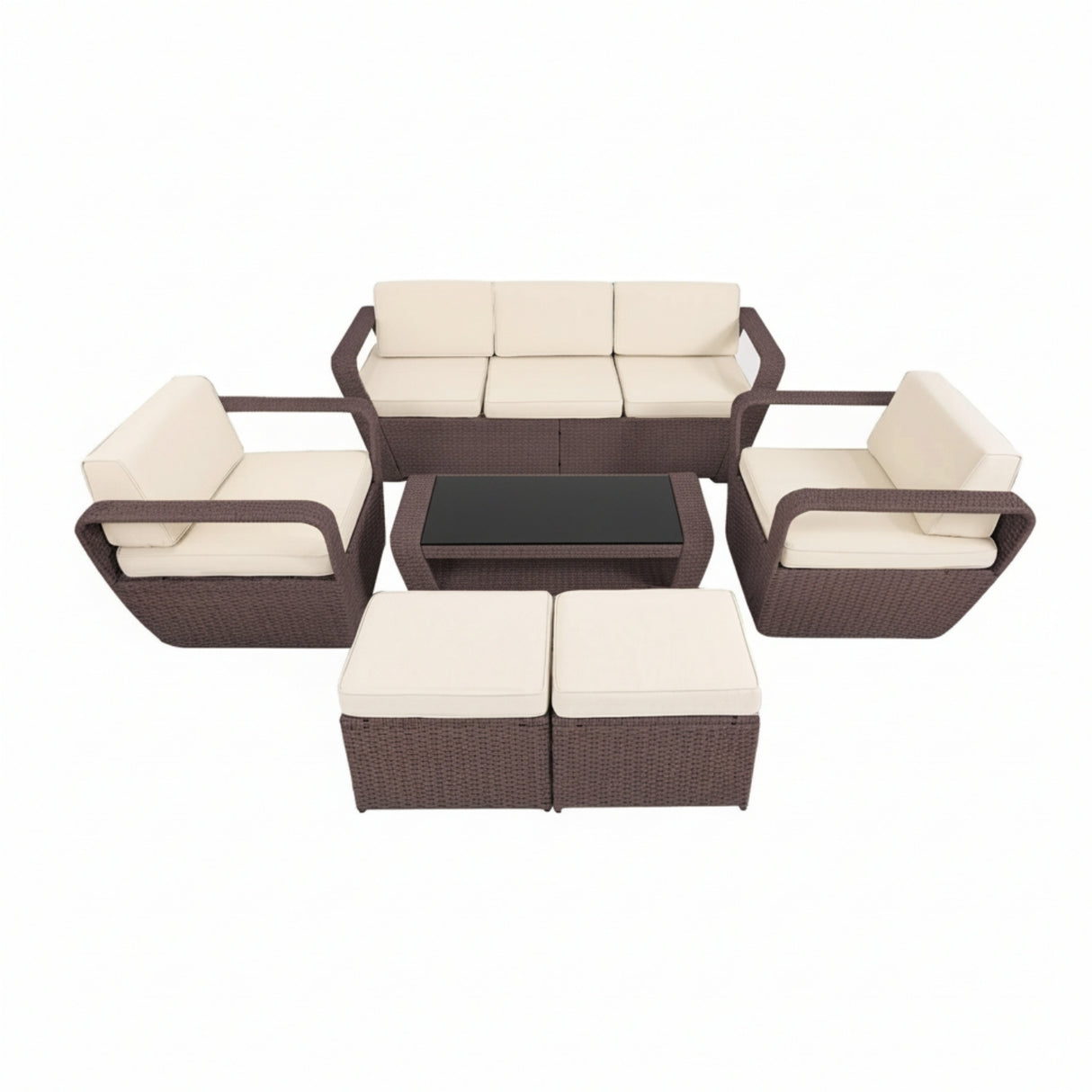 6 Piece Outdoor Wicker Conversation Furniture Set