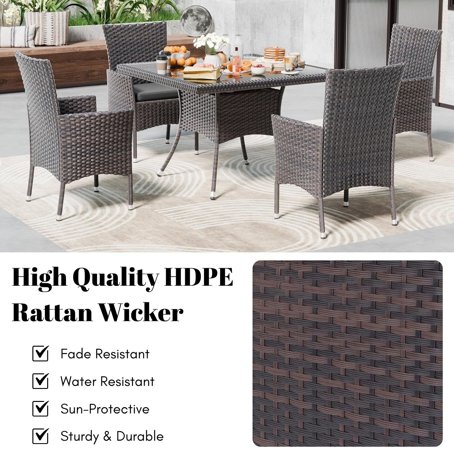 10-Piece Outdoor Patio Rattan Dining Set