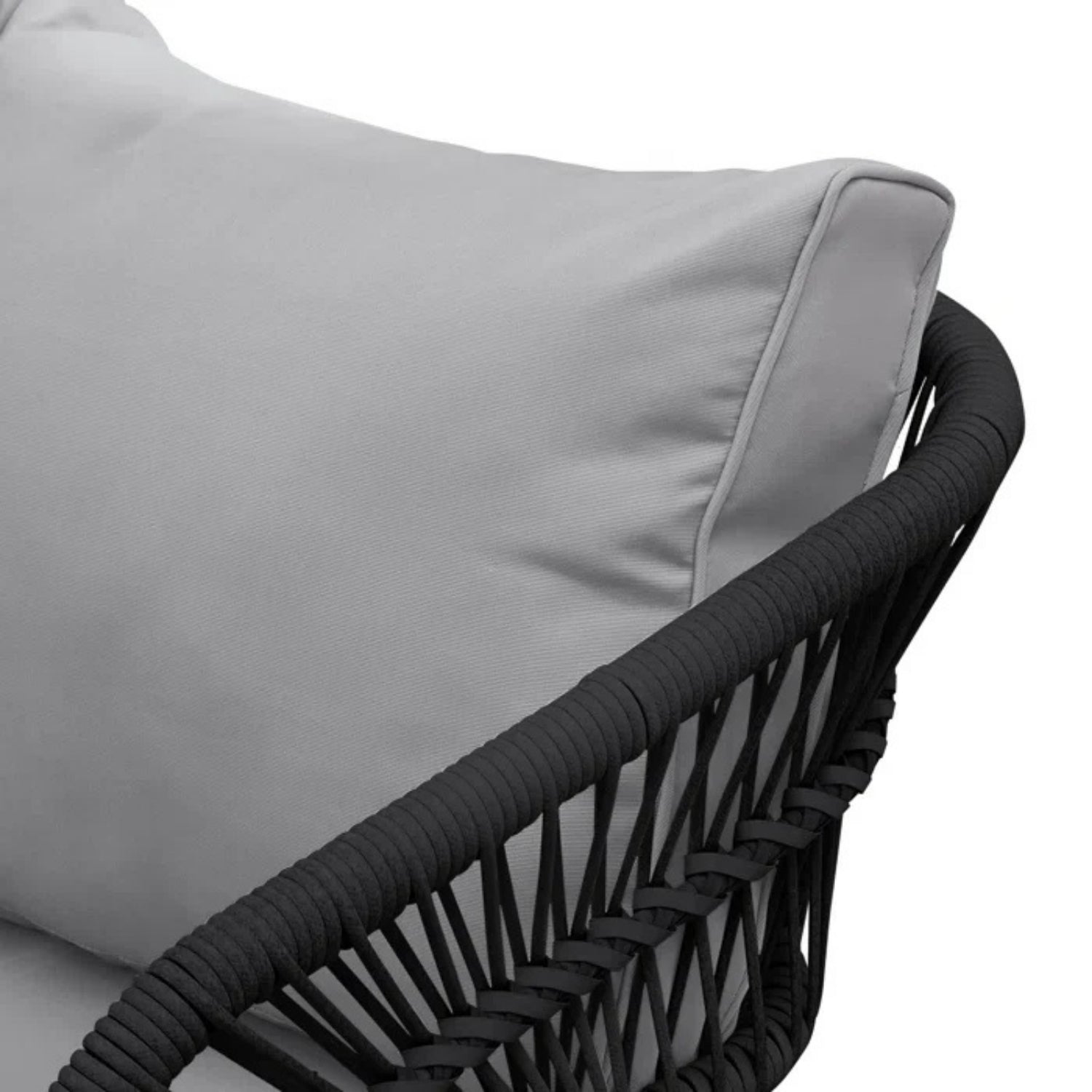 Outdoor Rope Conversation Patio Sofa Set (Black /Light Grey)