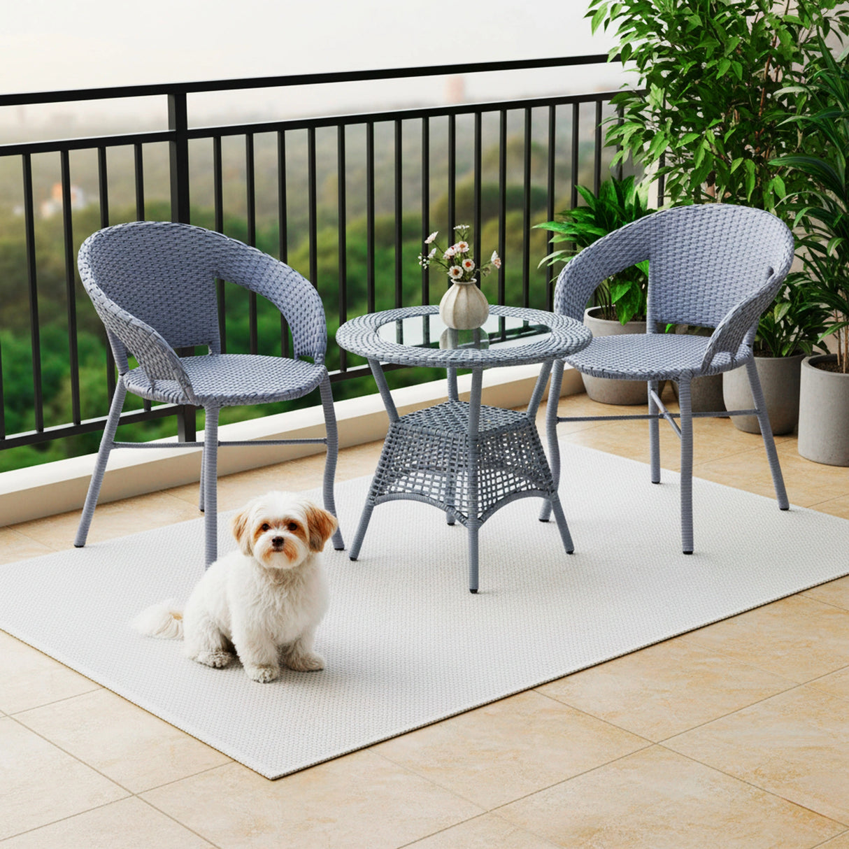 3-Piece Outdoor Rattan Wicker Patio Bistro Set