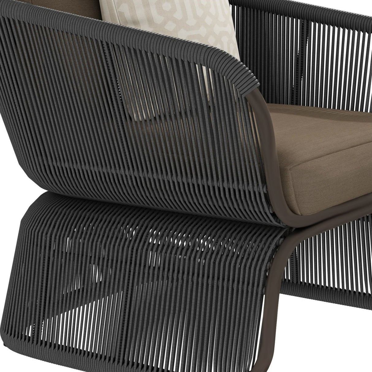 Outdoor Braided Rope Sofa Set With 2-Tier Glass Top Table