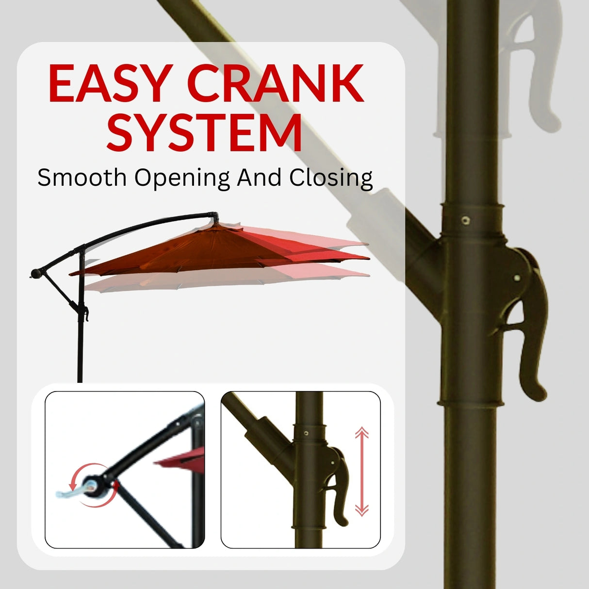 9 Ft Outdoor Offset Cantilever Patio Umbrella with Granite Base