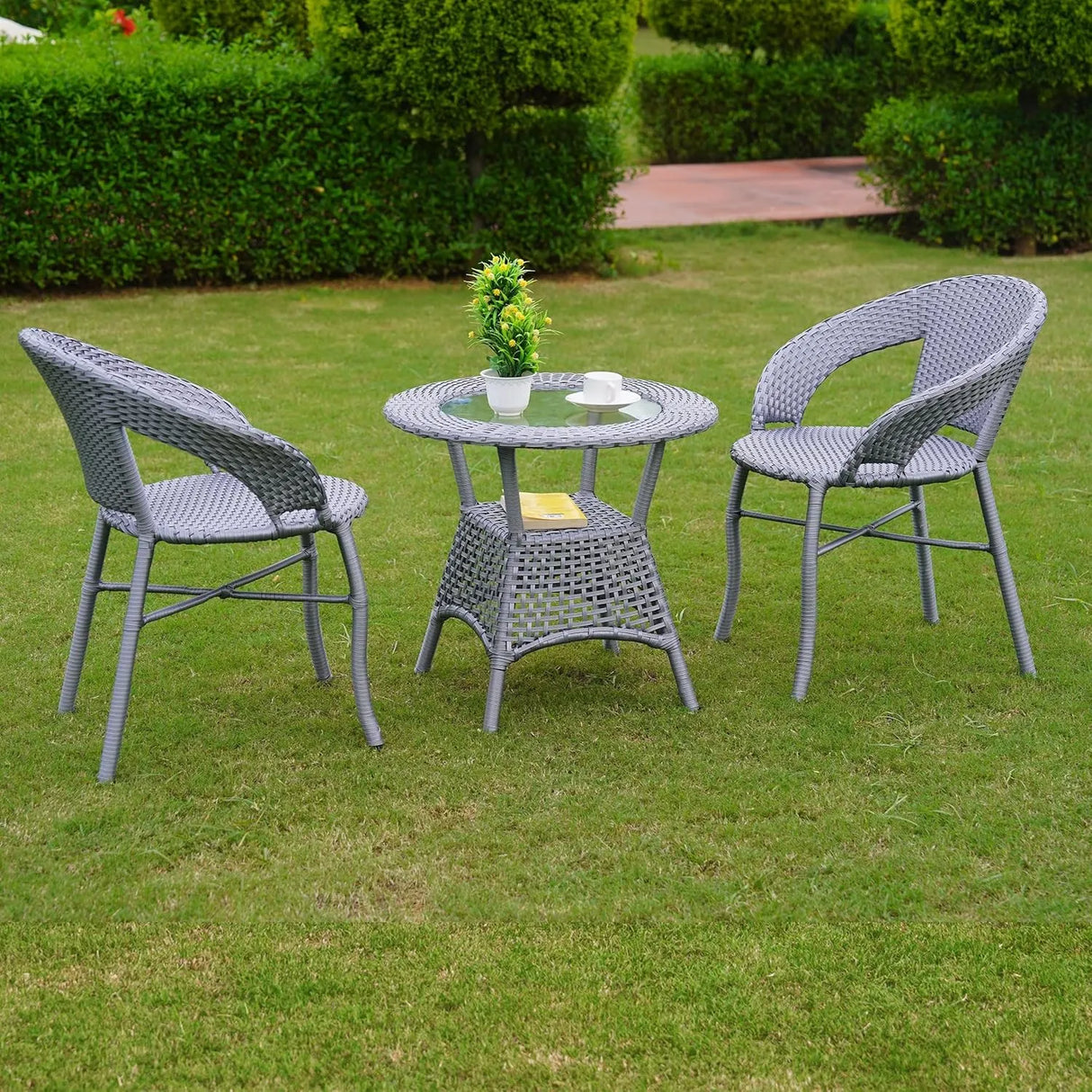 3-Piece Outdoor Rattan Wicker Patio Bistro Set