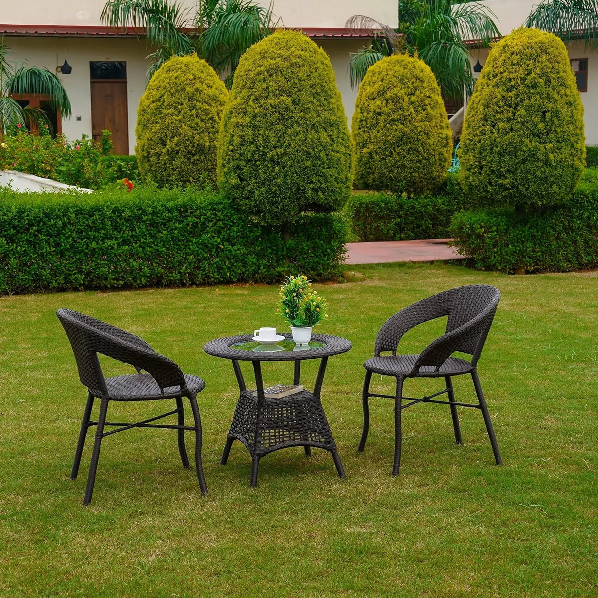 3-Piece Outdoor Rattan Wicker Patio Bistro Set