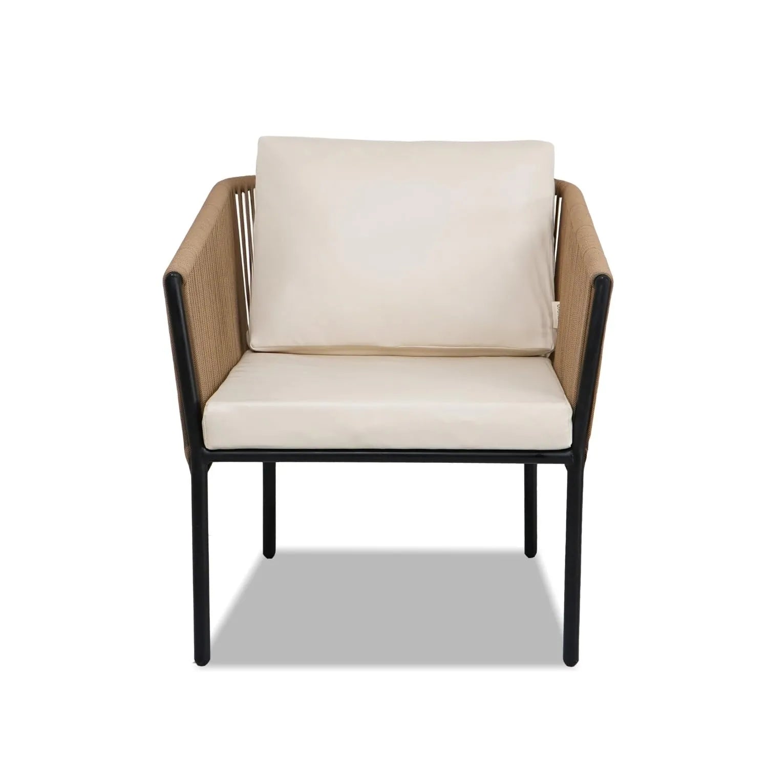 Outdoor Rope Patio Set with Glass Top Table