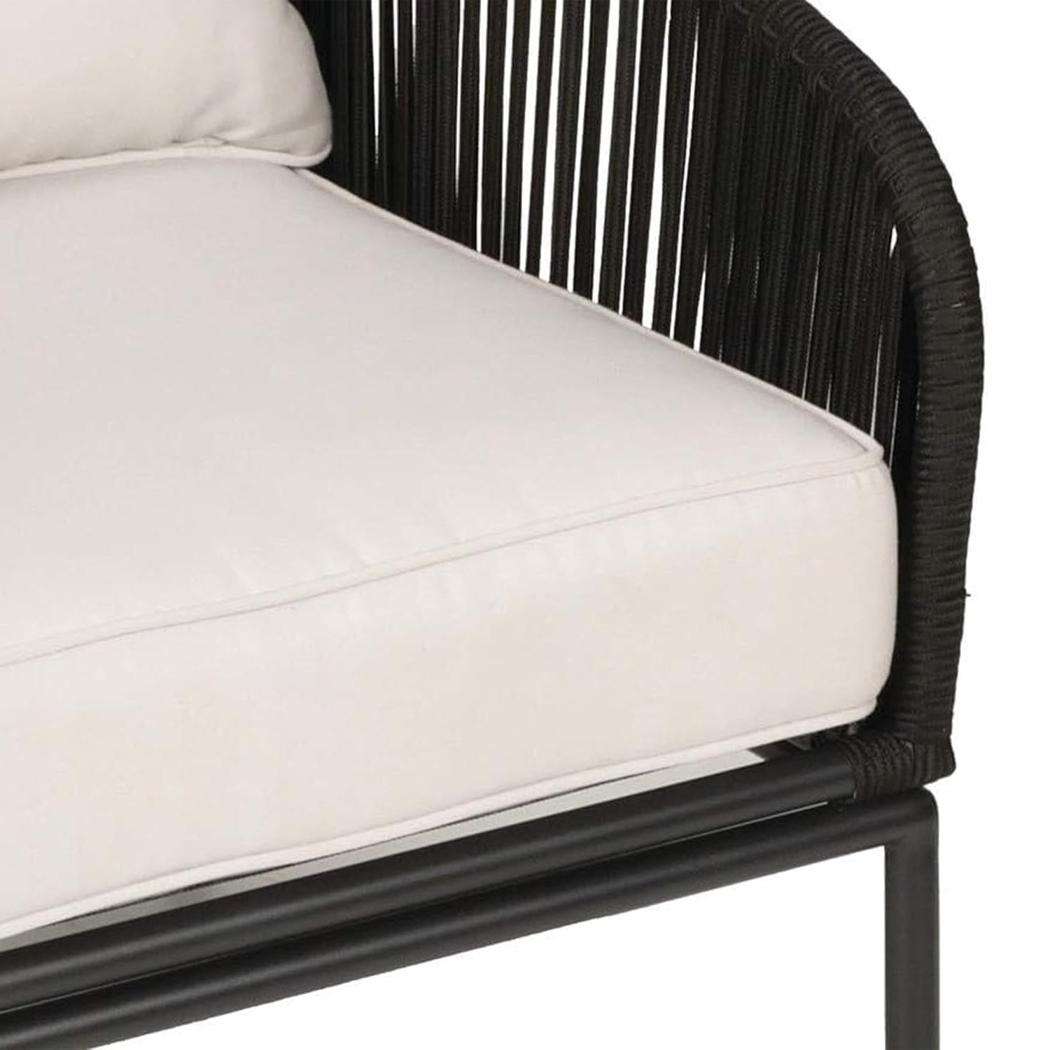 3 Piece Outdoor Rope Bistro Set (Black & White)