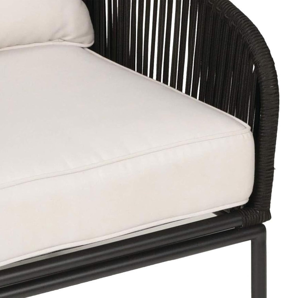 3 Piece Outdoor Rope Bistro Set (Black & White)