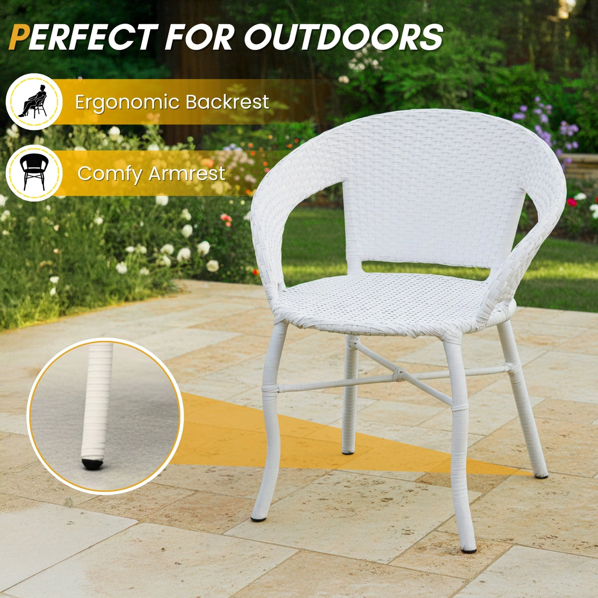 3-Piece Outdoor Rattan Wicker Patio Bistro Set