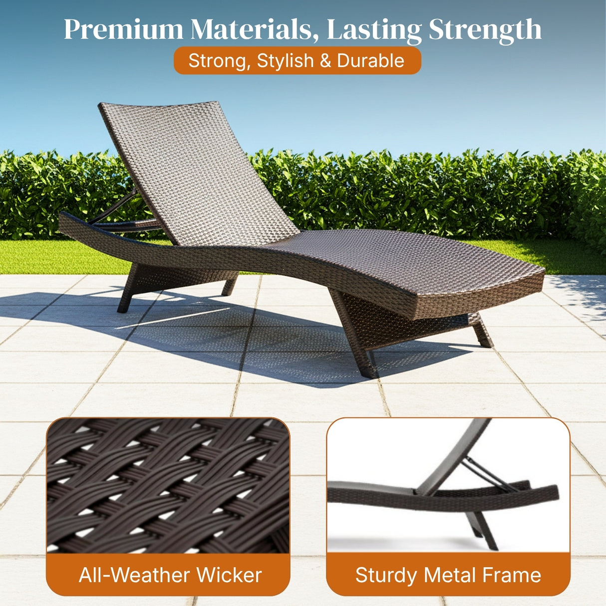 Outdoor Rattan Wicker Lounge Chairs Set of 2 with Matching Side Table