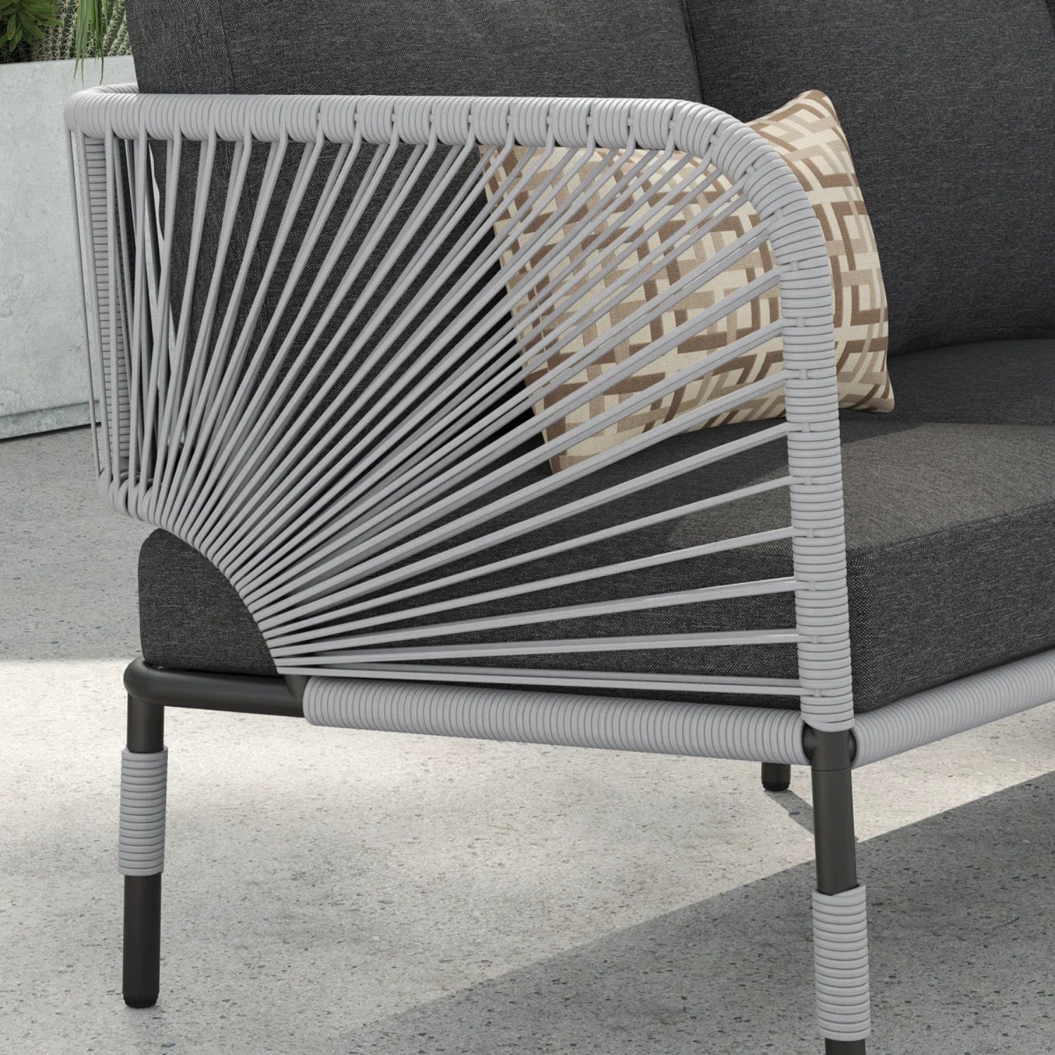 Outdoor Rope 5-Seater Sofa Set With Glass Top Table