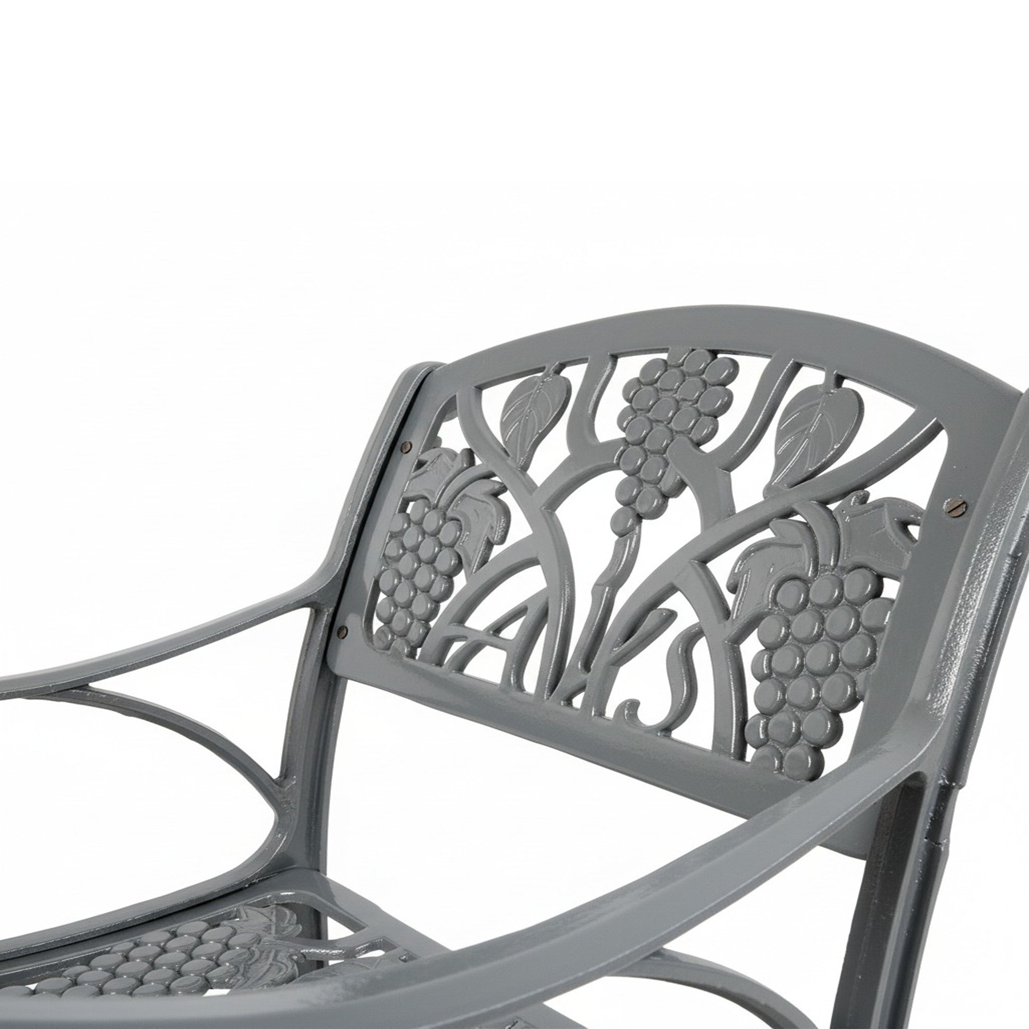 Outdoor Cast Aluminum 2 Chairs Patio Bistro Set (Grey)