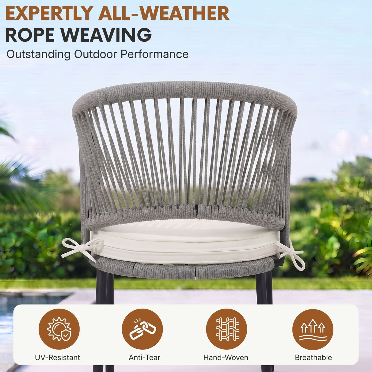 4-Piece Outdoor Rope Patio Dining Chairs