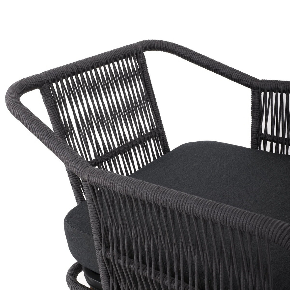 4-Piece Outdoor Rope Patio Furniture Set with Wood-Top Table