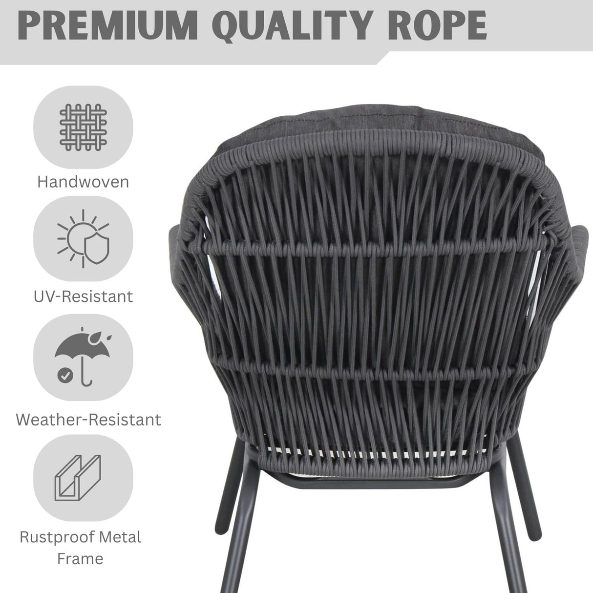3 Piece Outdoor Rope Patio Set