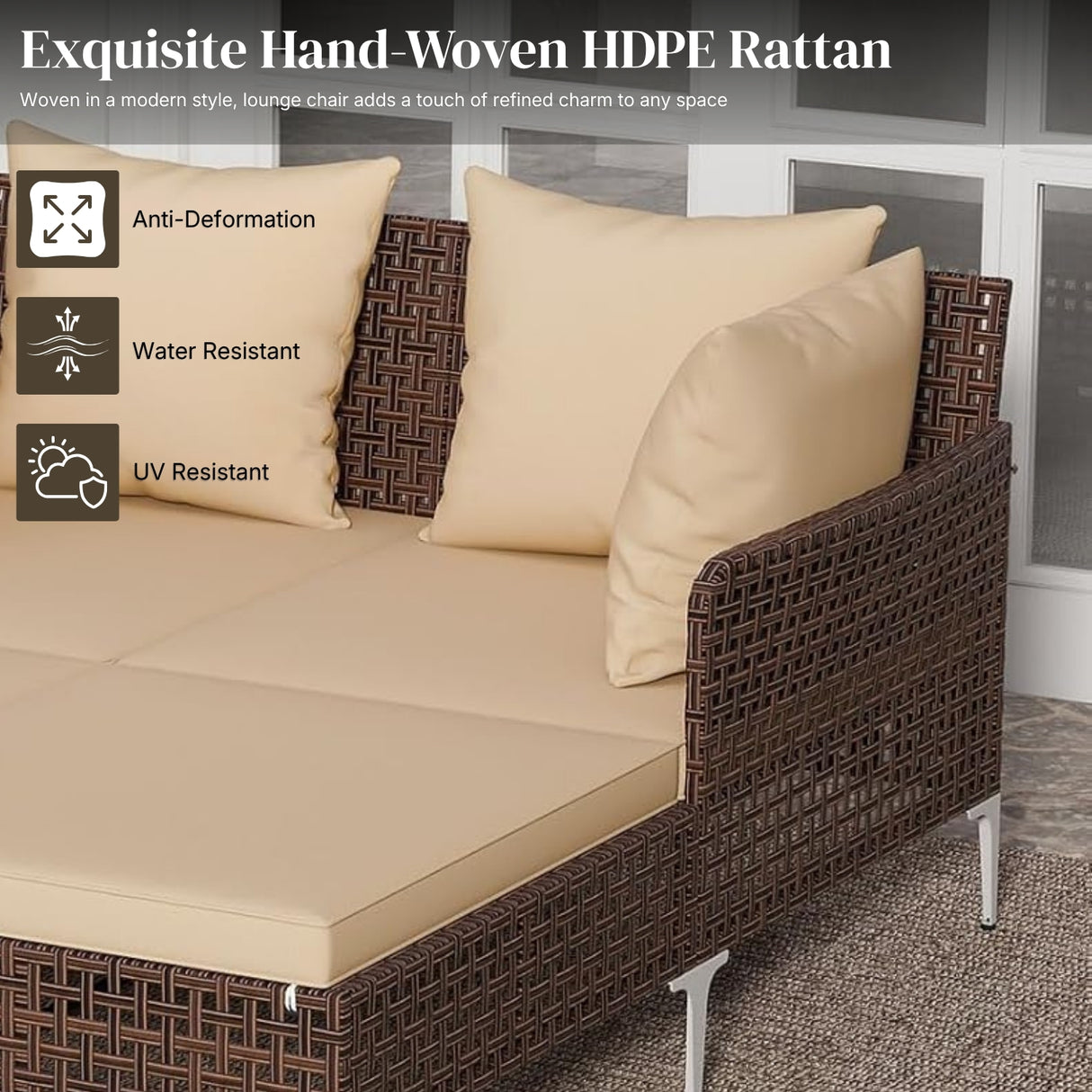 Luxury Outdoor Rattan Wicker Daybed with Canopy & Cushions