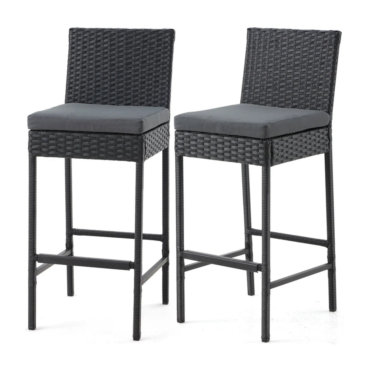 Outdoor Rattan Wicker Bar Chairs Set of 2