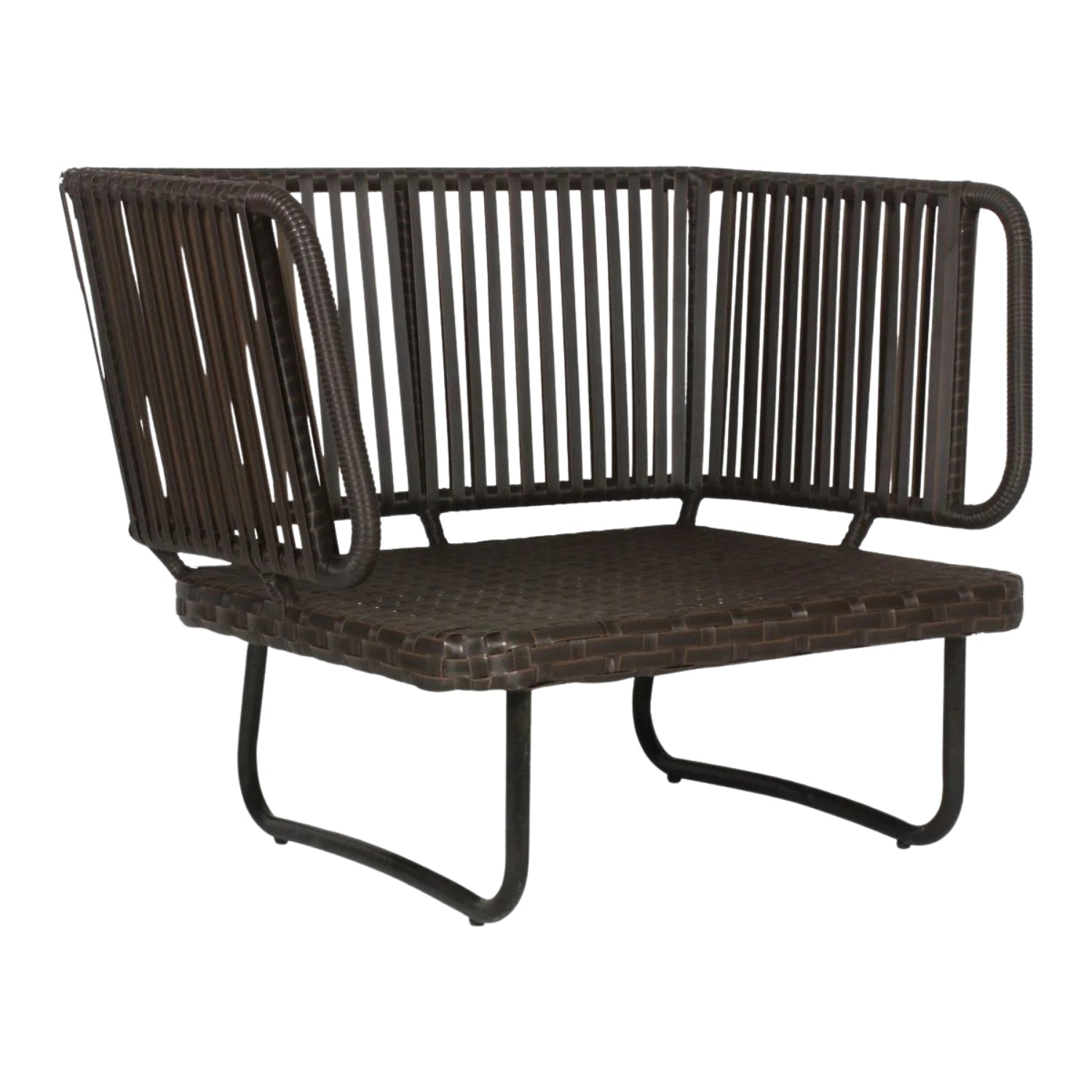 Outdoor Rope 4-Piece Patio Sofa Set with Wicker Top Table (Brown & White)