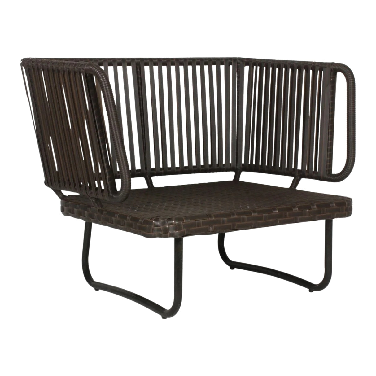 Outdoor Rope 4-Piece Patio Sofa Set with Wicker Top Table (Brown & White)