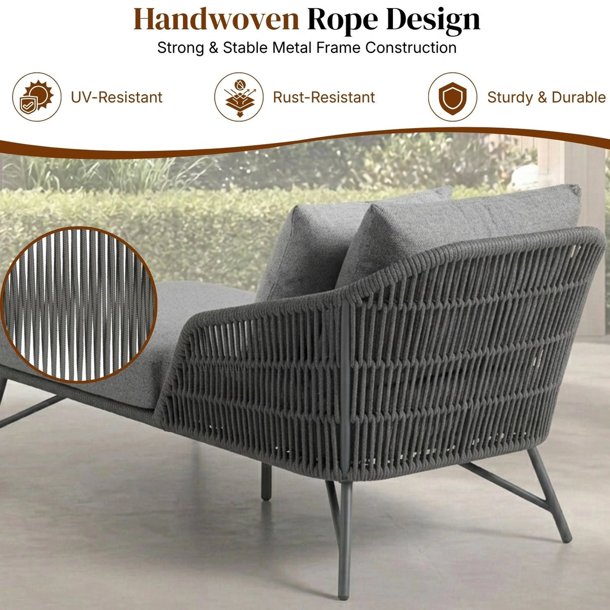 Outdoor Rope Patio Single Seater Daybed All Weather Furniture