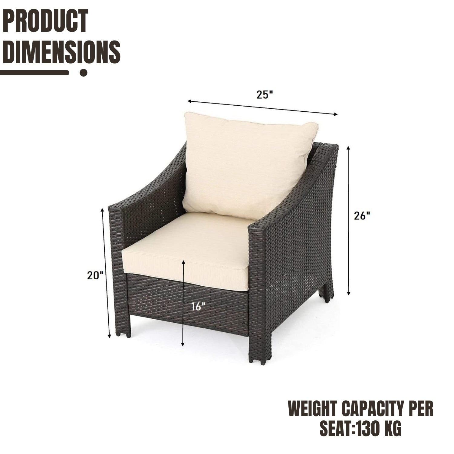 1-Piece Outdoor Wicker Single Seater Sofa