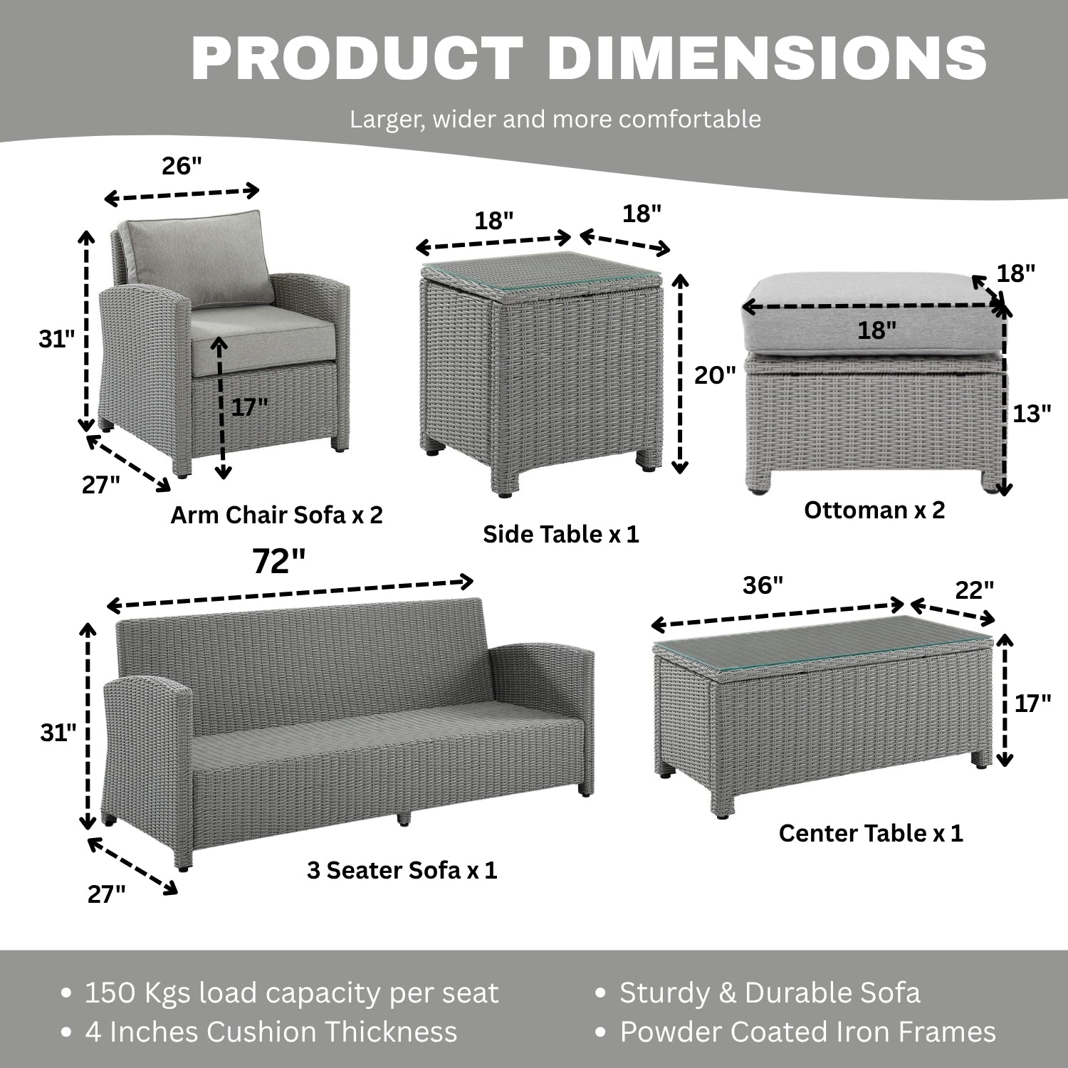 7 Piece Outdoor Wicker Conversation Furniture Set