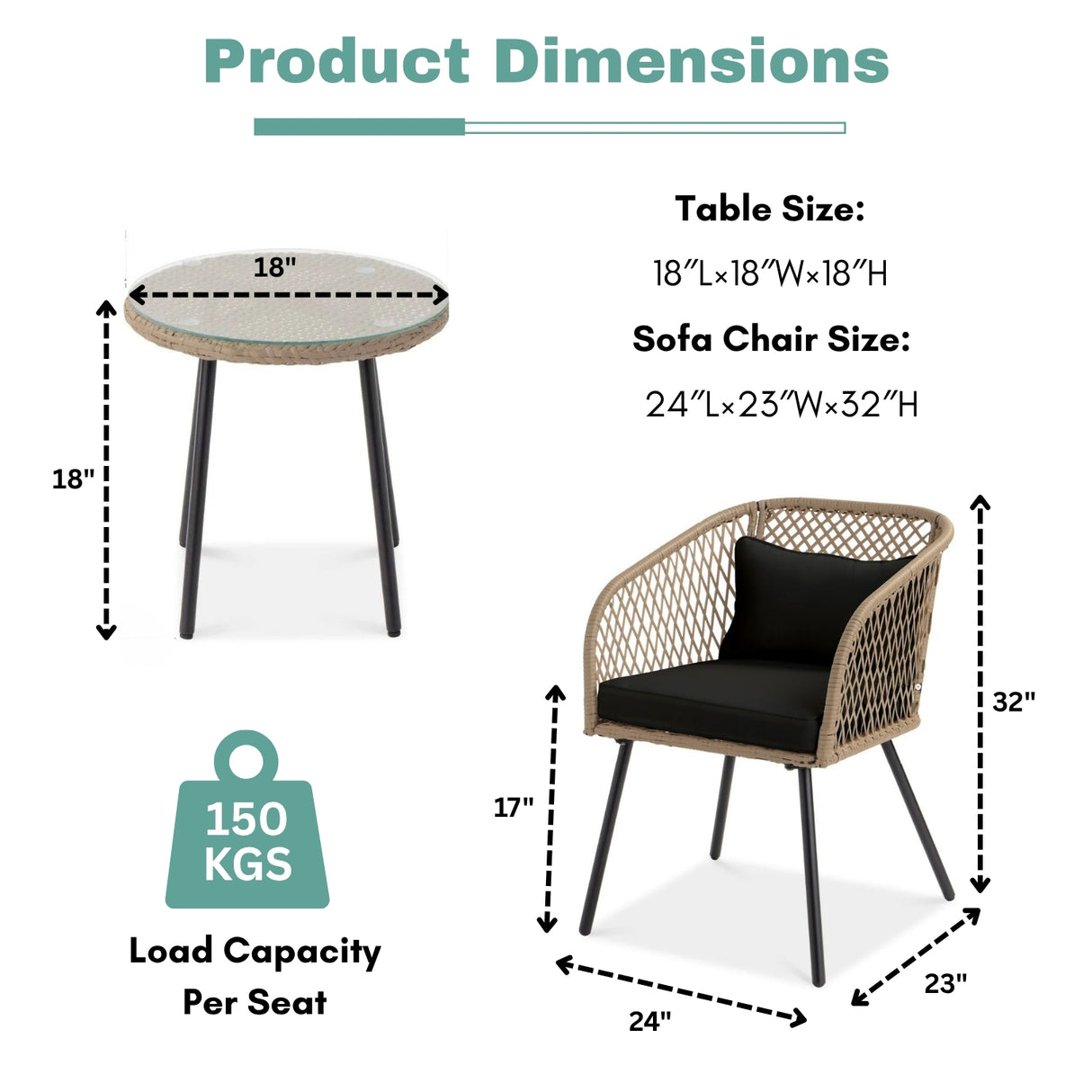 Outdoor Wicker 3-Piece Patio Set