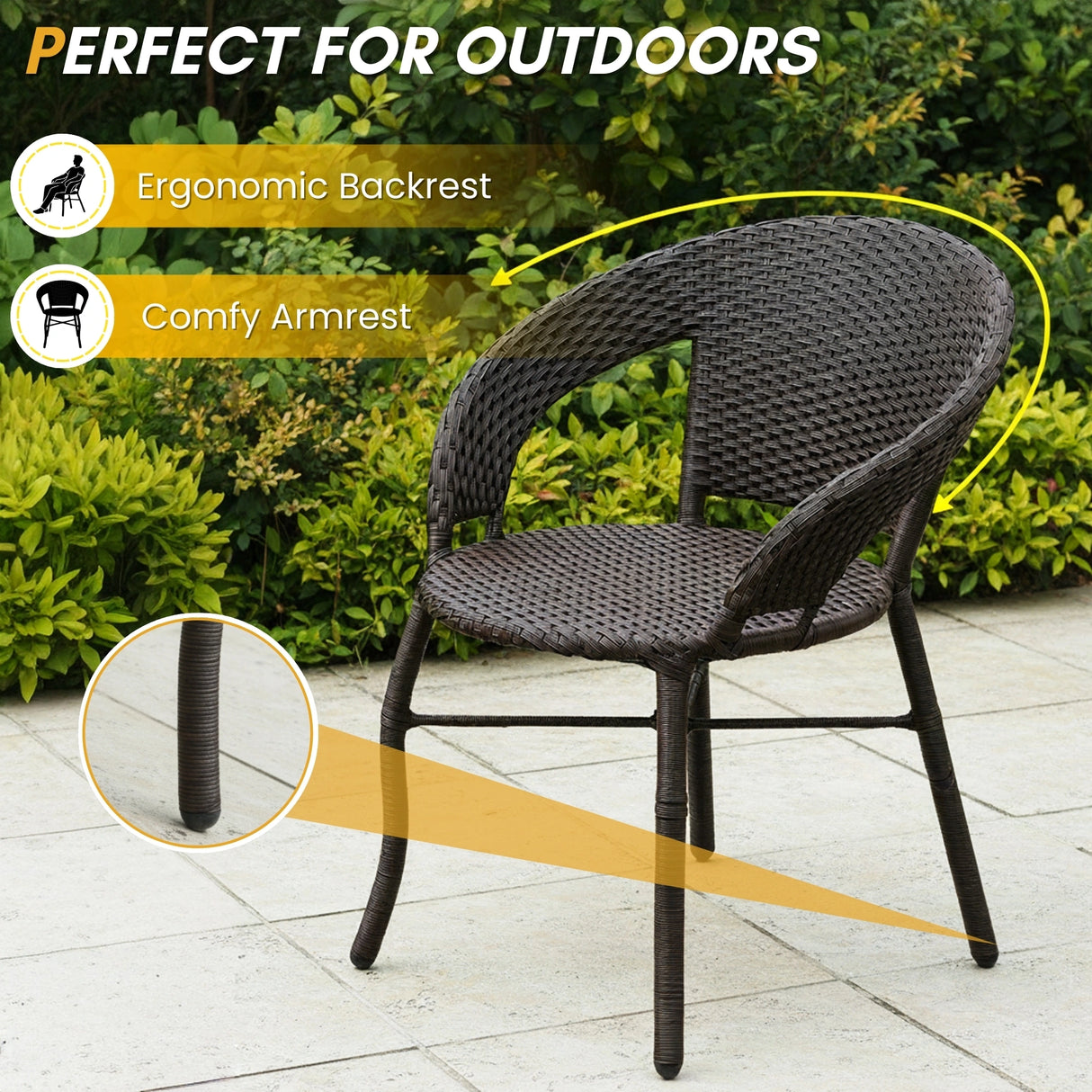 3-Piece Outdoor Rattan Wicker Patio Bistro Set
