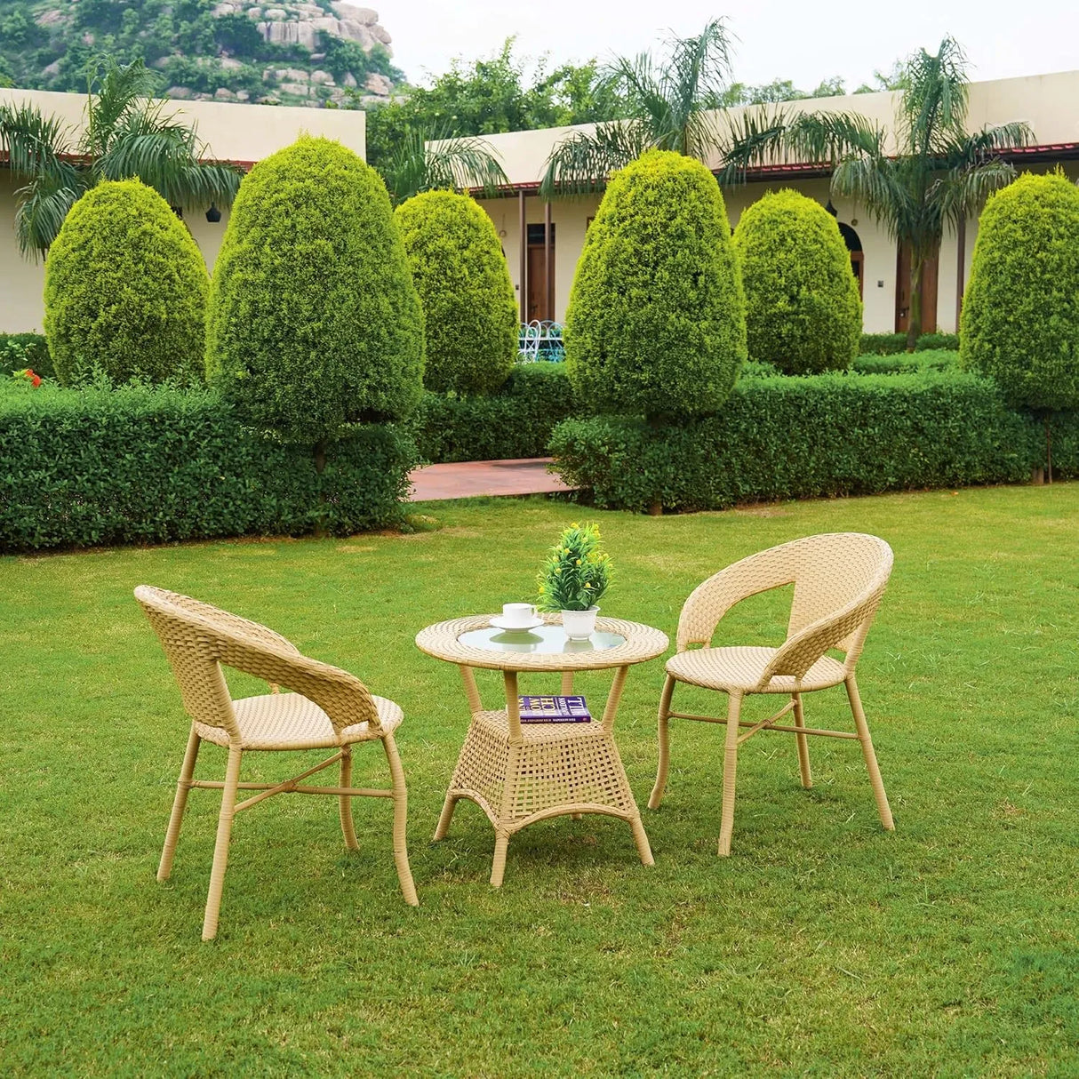 3-Piece Outdoor Rattan Wicker Patio Bistro Set