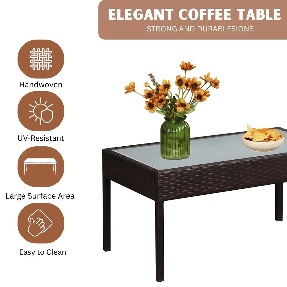 4 Pieces Patio Furniture Set, Outdoor Sectional Sofa