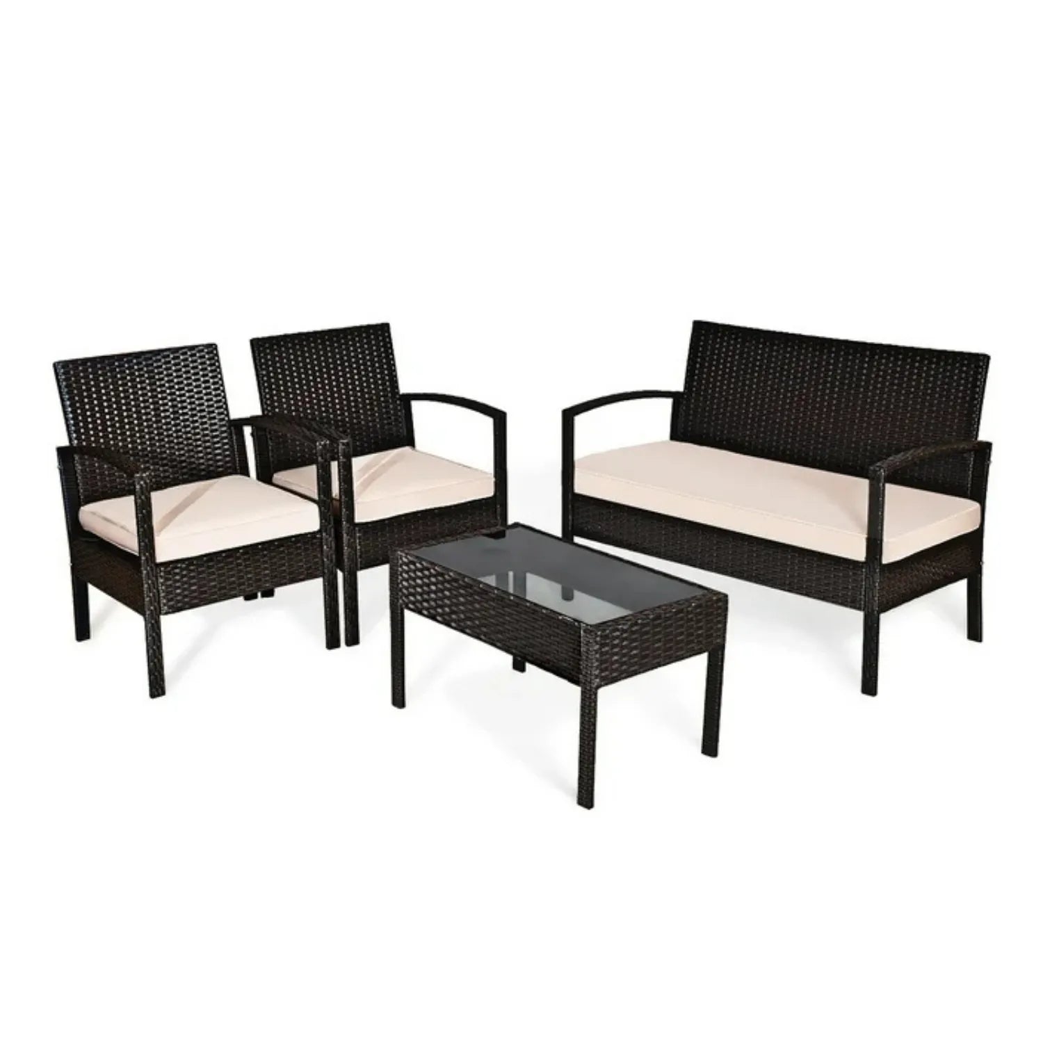 4 Pieces Patio Furniture Set, Outdoor Sectional Sofa