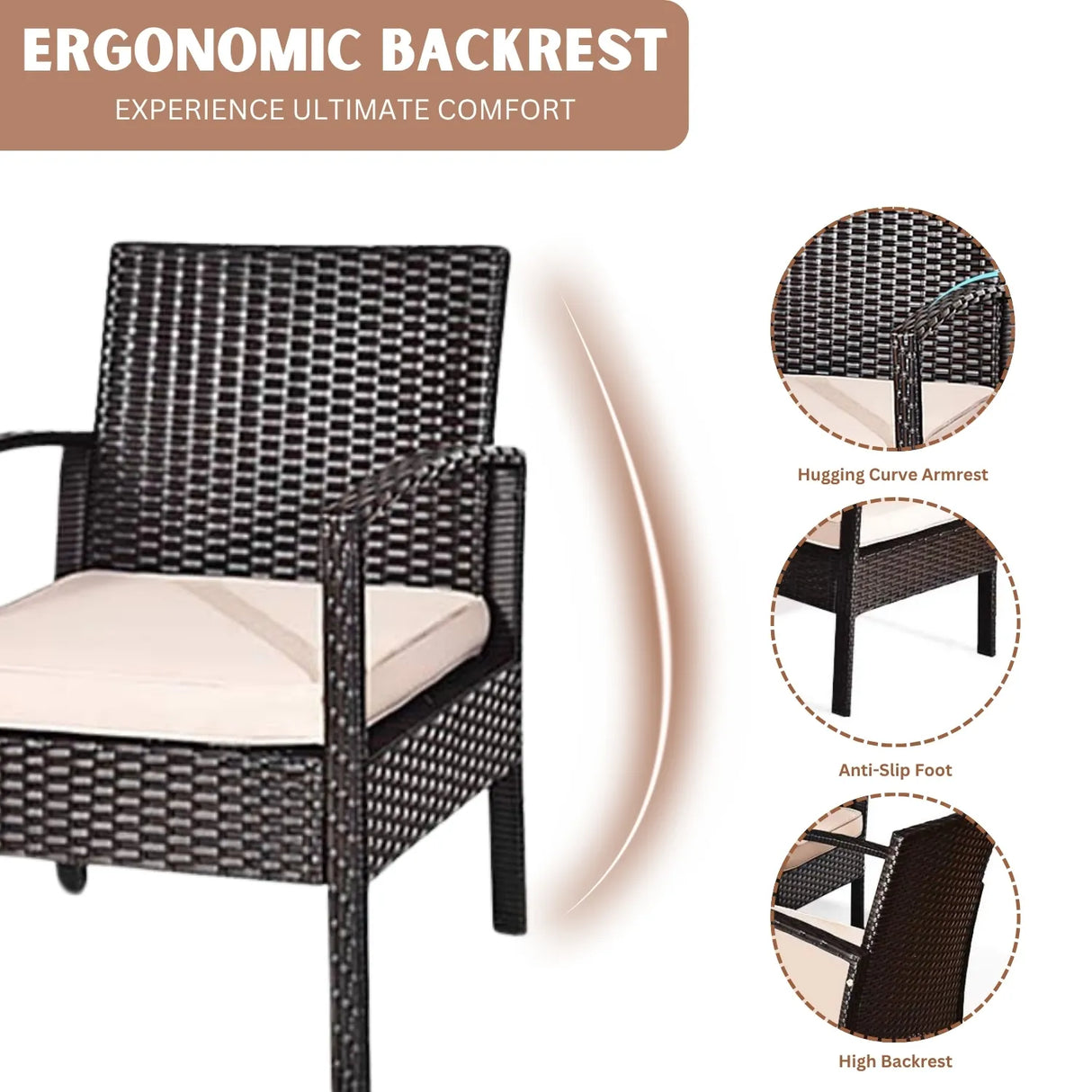 4 Pieces Patio Furniture Set, Outdoor Sectional Sofa