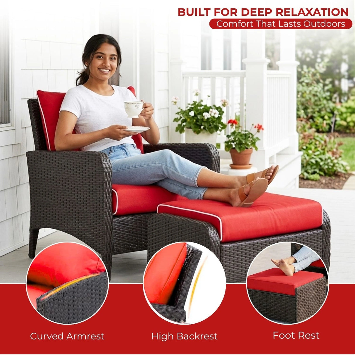 Outdoor 4 Piece Patio Wicker Furniture Set