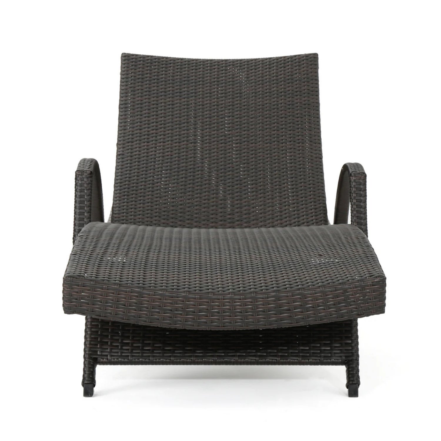 Outdoor All-Weather HDPE Wicker Rattan Sunlounger Recliner with Side Table