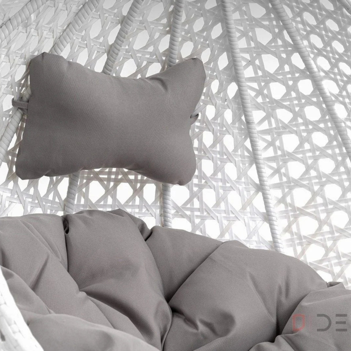 Single Seater Rattan & Wicker Swing (White & Grey)