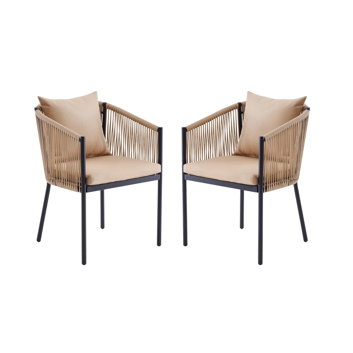 2-Piece Outdoor Rope Patio Dining Chairs