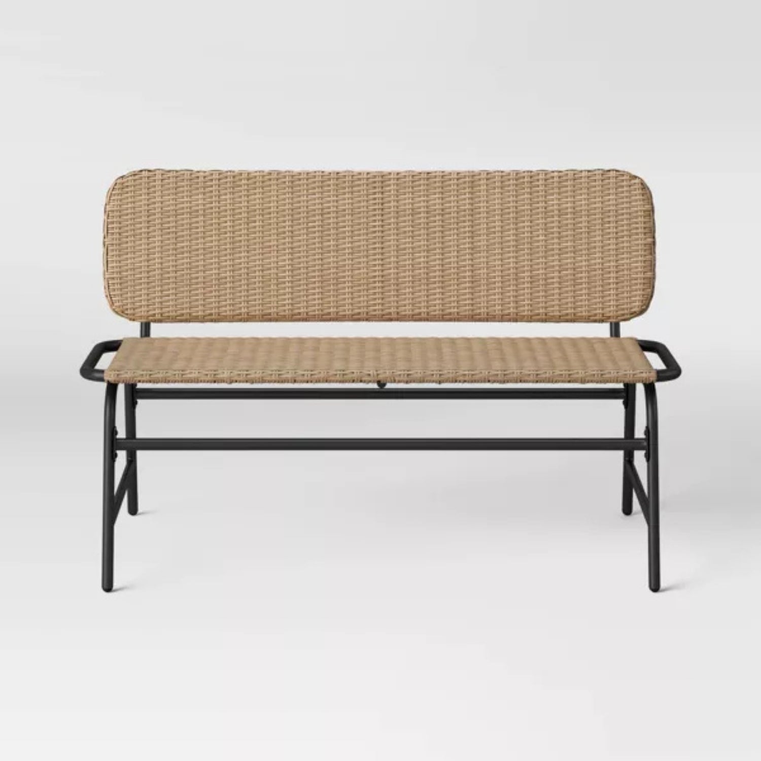 2-Seater Outdoor Garden Rattan Bench With Metal Frames