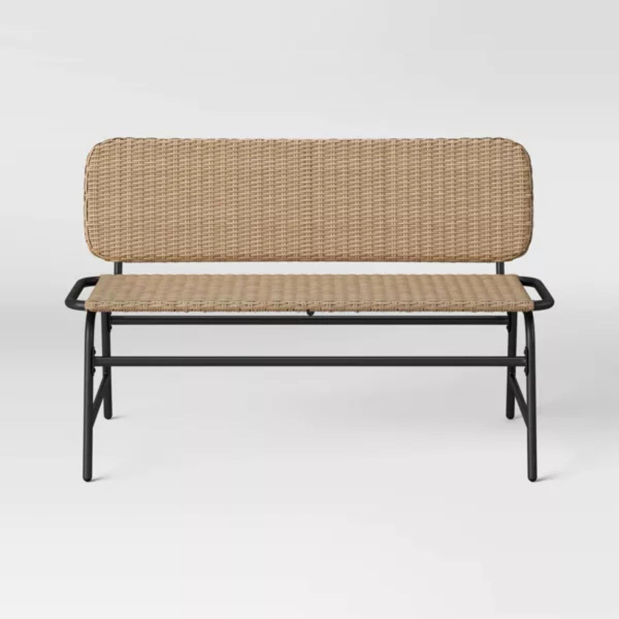 2-Seater Outdoor Garden Rattan Bench With Metal Frames