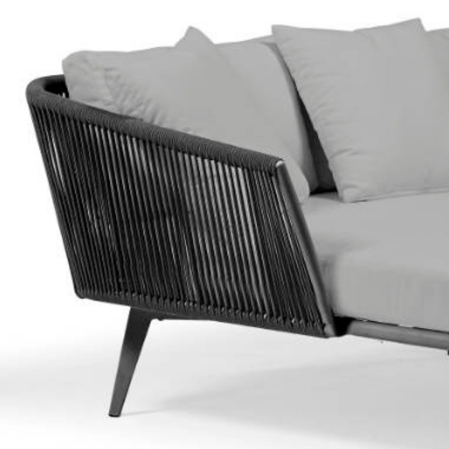 Outdoor Black Rope Patio Daybed with Comfortable Grey Cushion