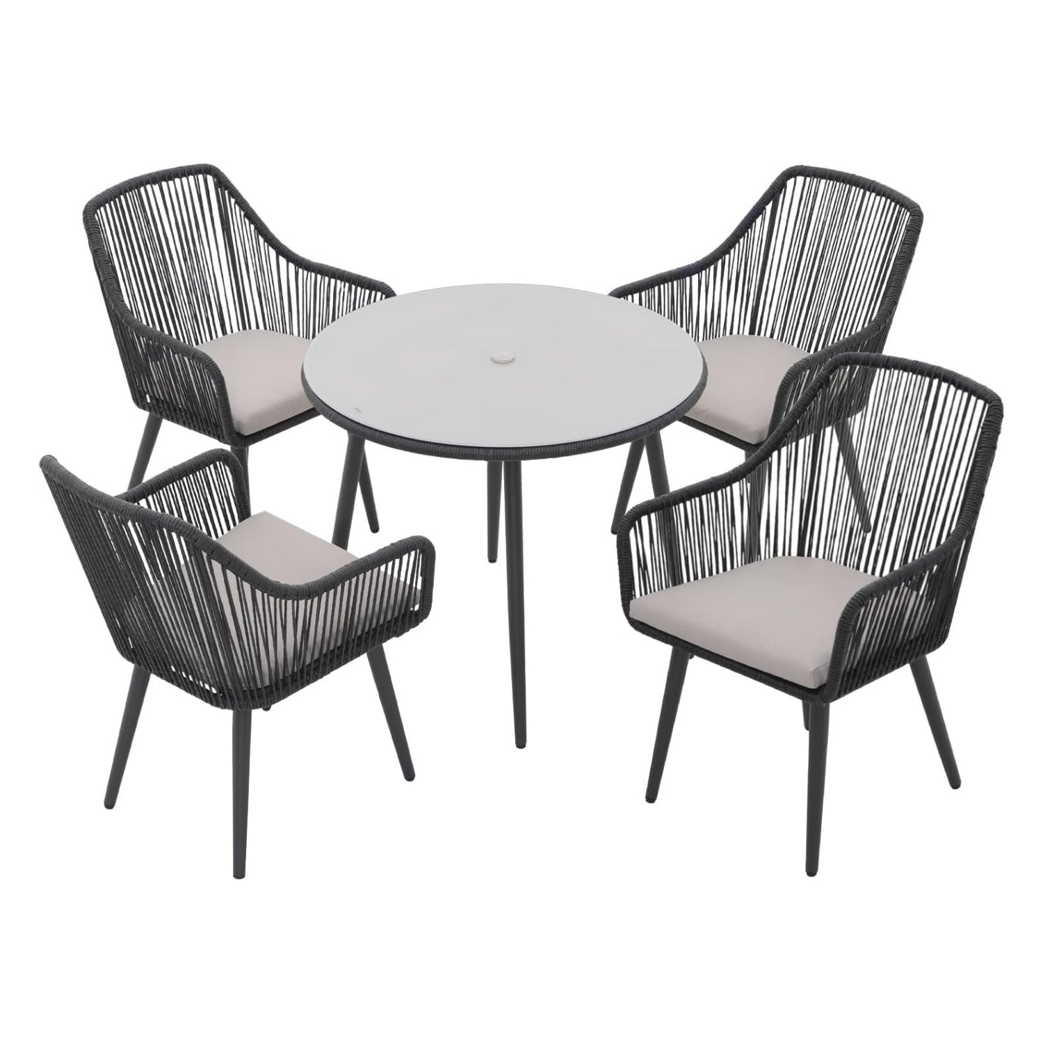 5-Piece Outdoor Rope Patio Dining Set