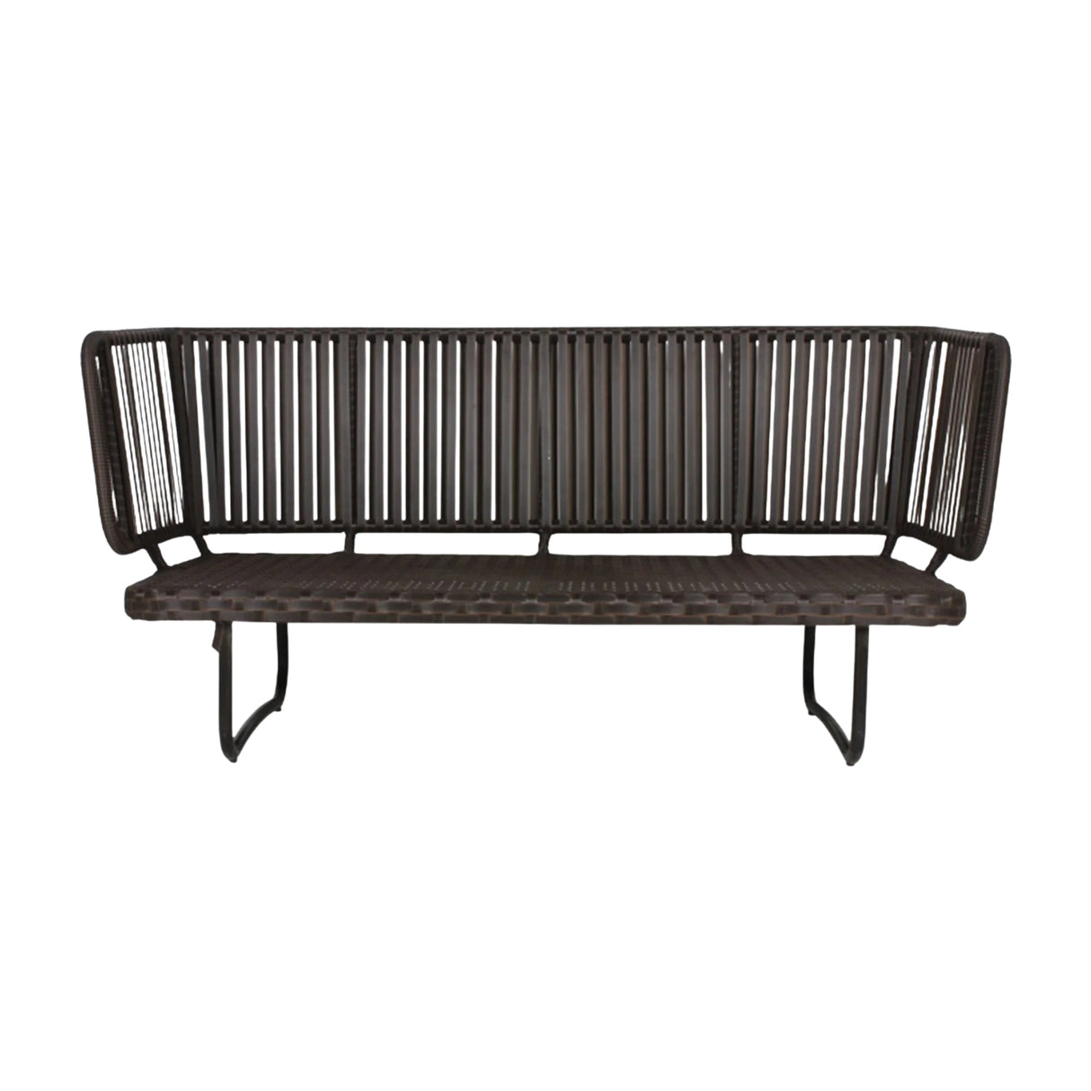 Outdoor Rope 4-Piece Patio Sofa Set with Wicker Top Table (Brown & White)