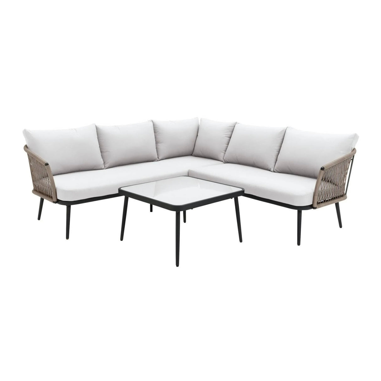 Outdoor L-Shape All Weather Handwoven Rope Sofa Set