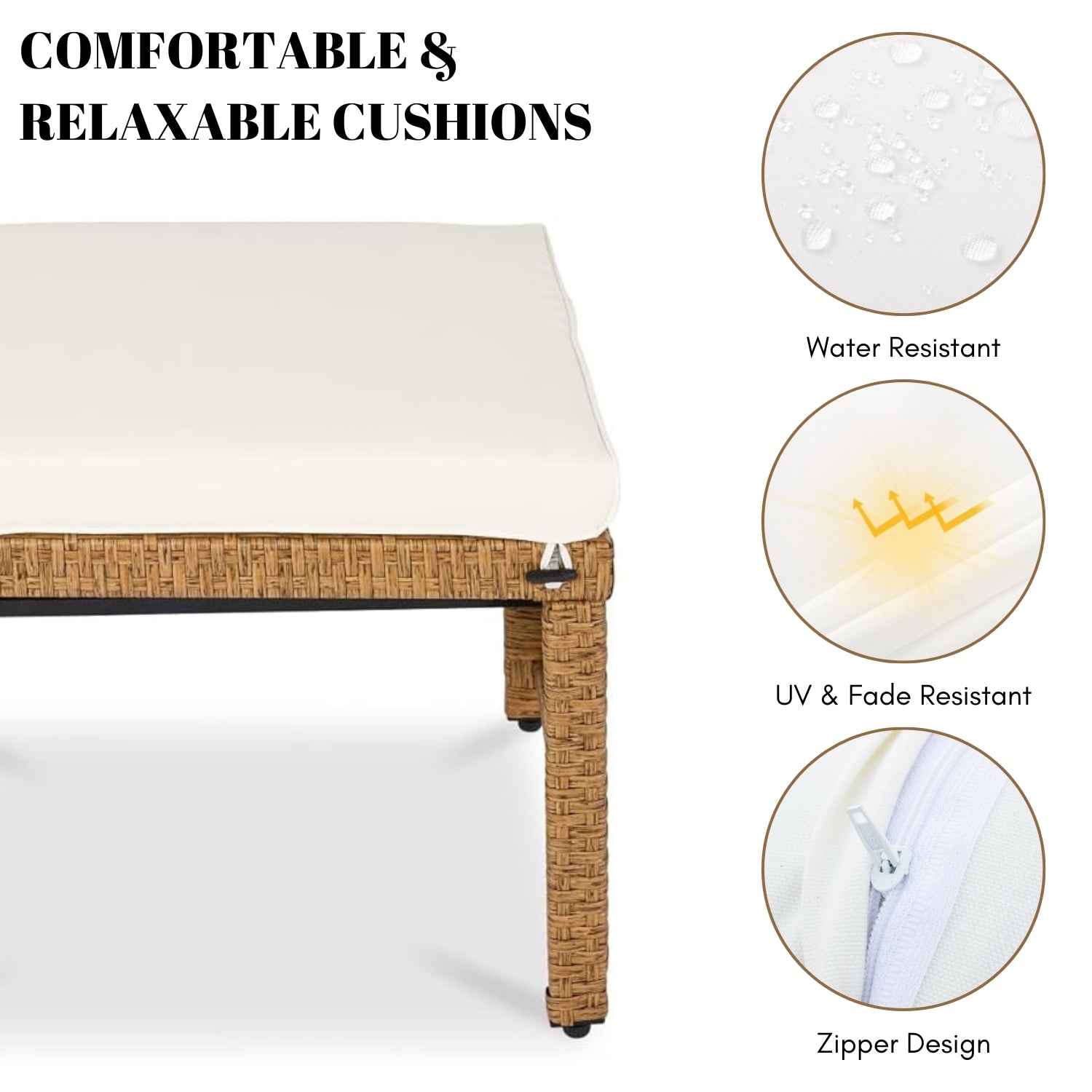 Set of 2 Wicker Ottomans, Multipurpose Outdoor Furniture