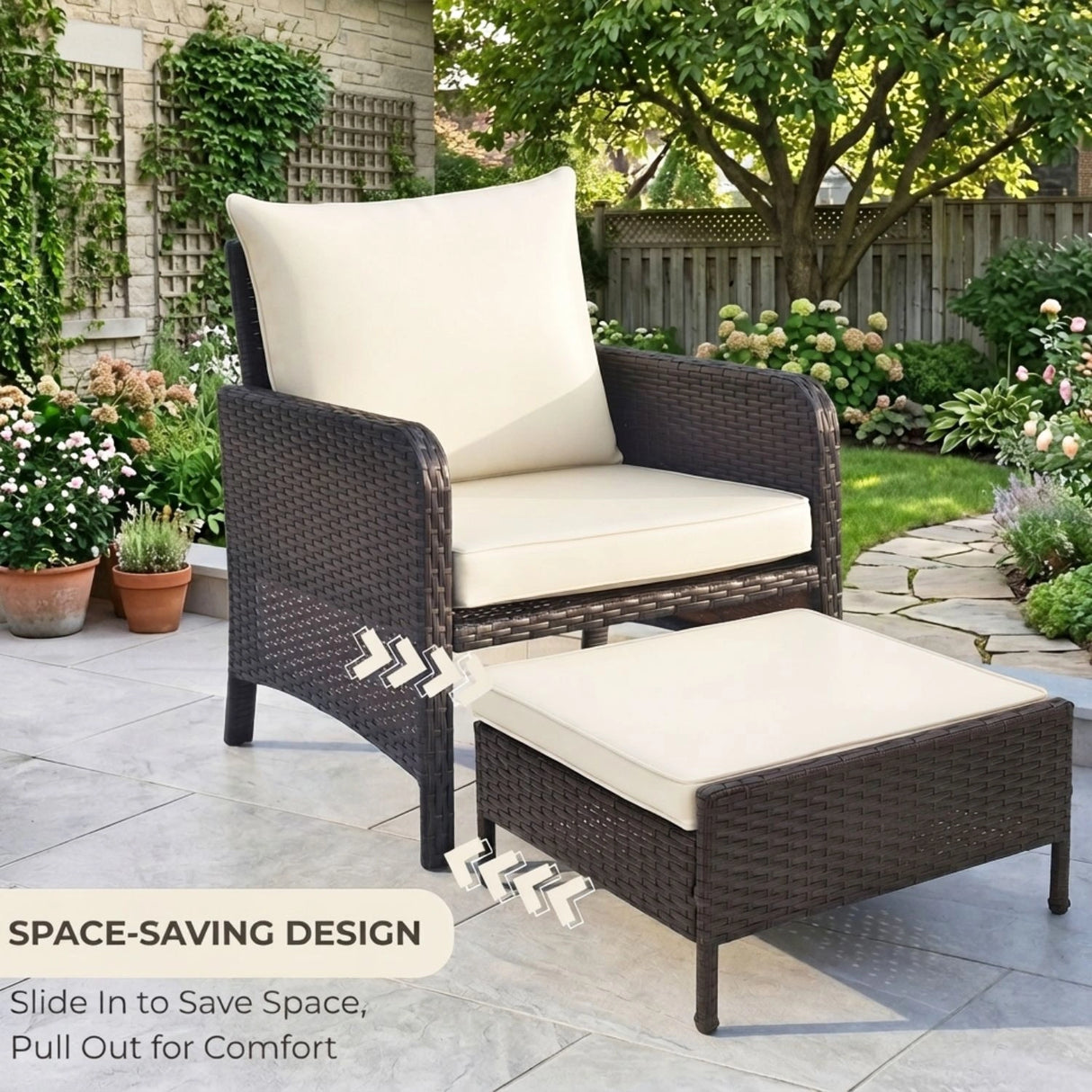 Outdoor 5 Piece Patio Wicker Furniture Set