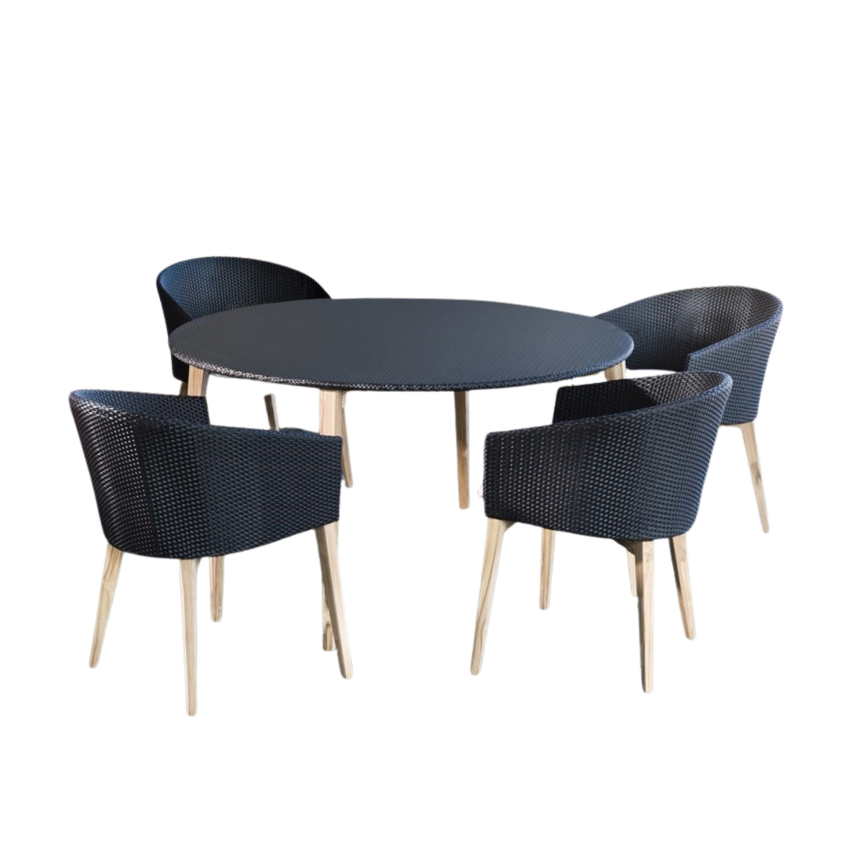 Outdoor All-Weather Resistant Rattan Wicker 5-Piece Dining Set (Black & White)