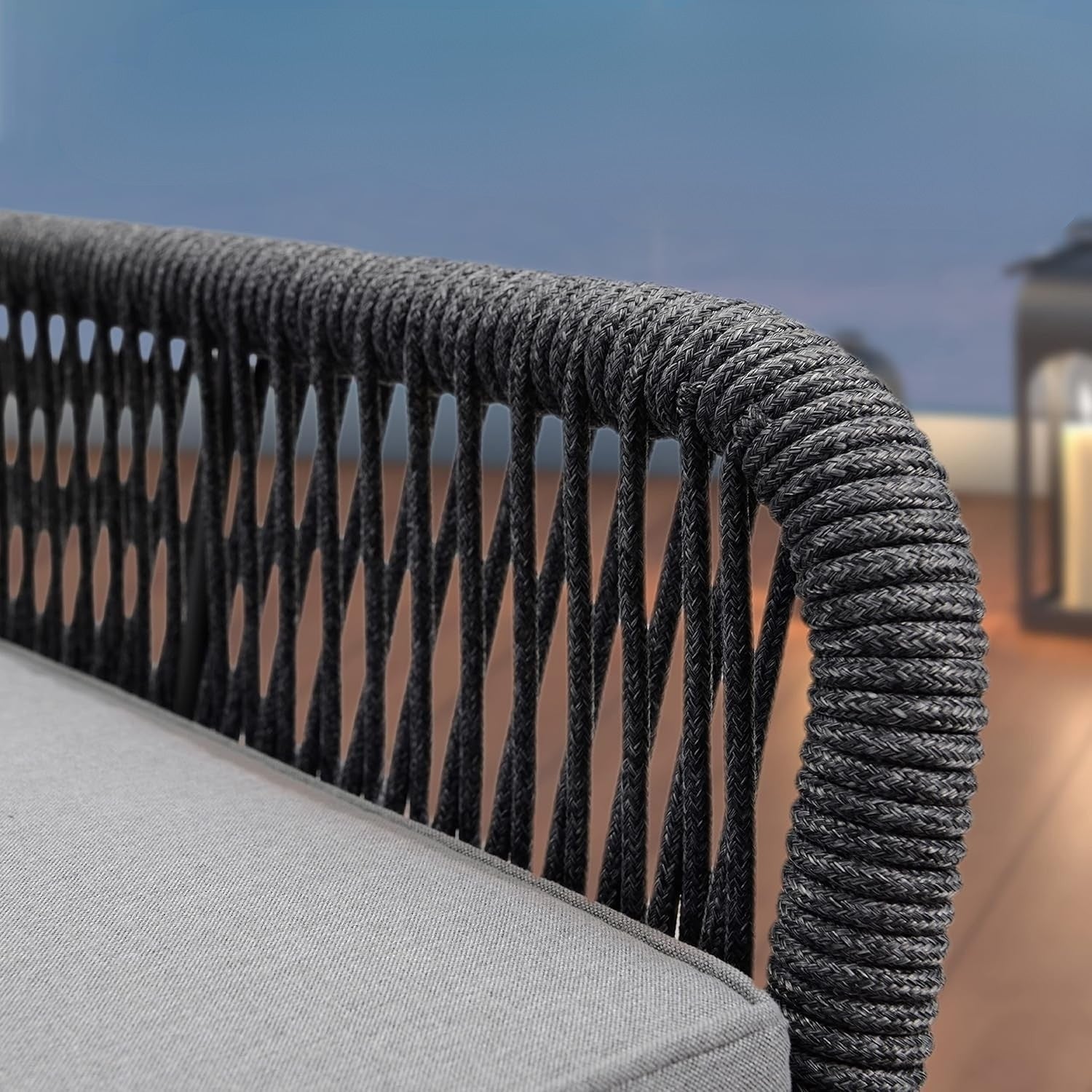 Outdoor 4 Seater Rope Conversation Sofa Set