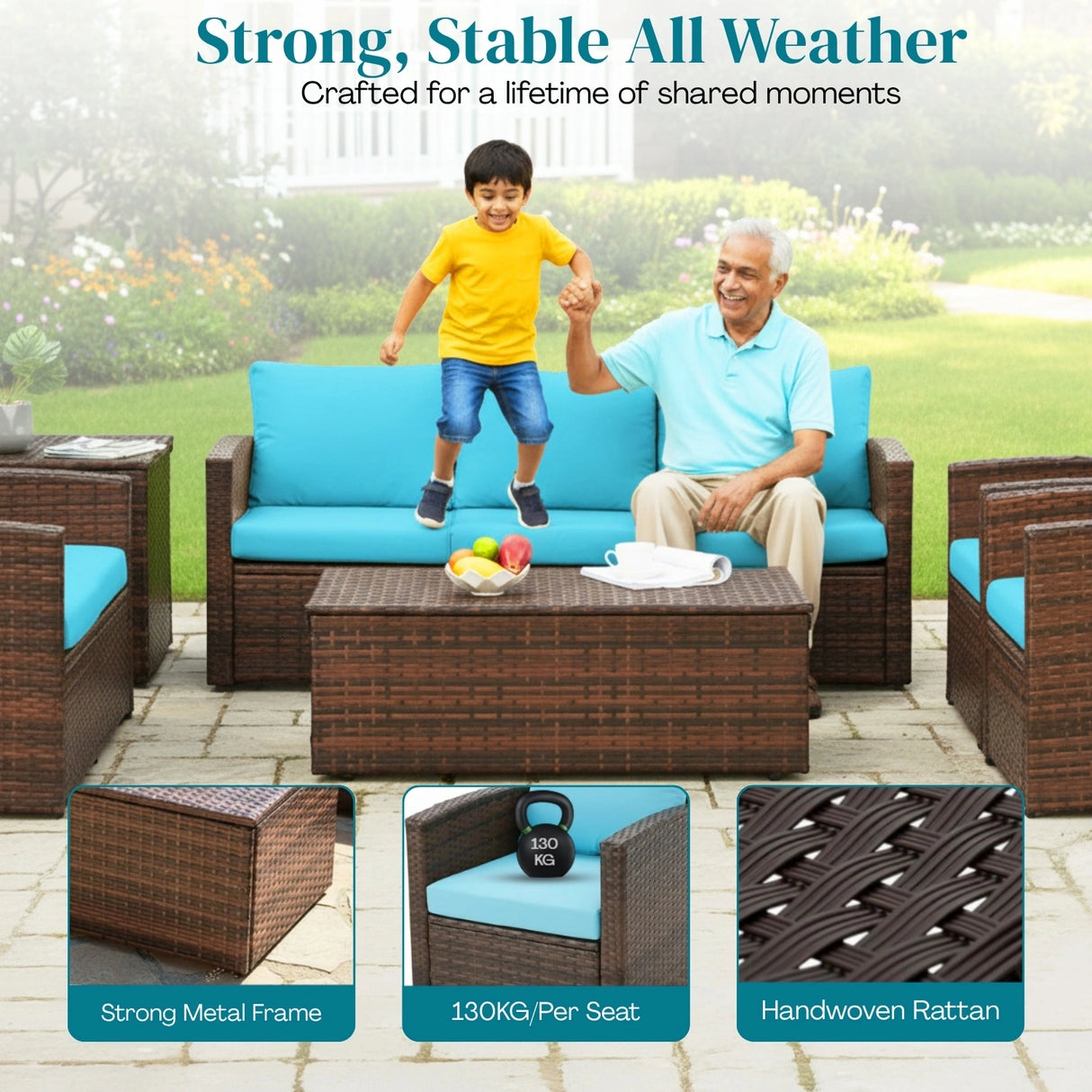 Outdoor 7-Seater Wicker Sectional Sofa Set