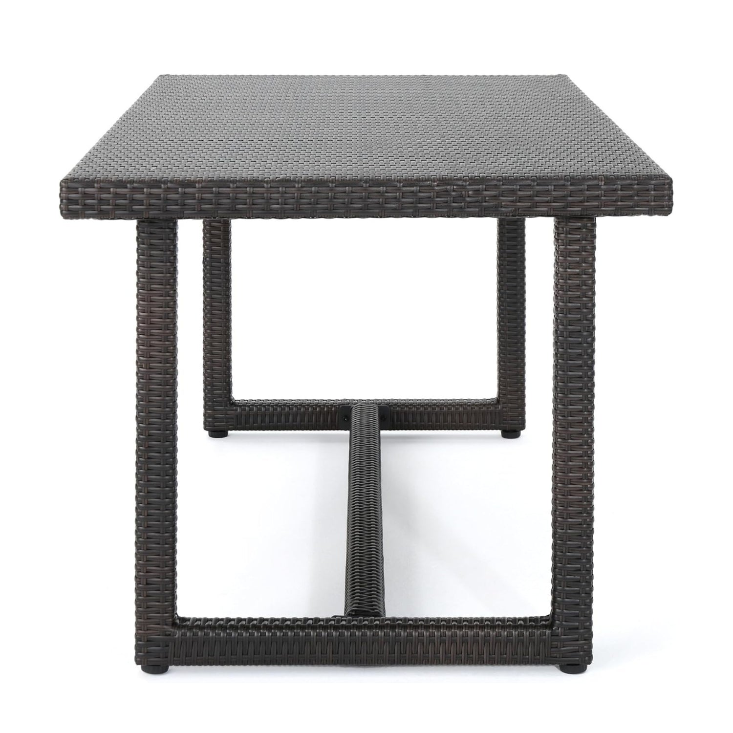 Outdoor Rattan Wicker Patio Table (Dark Brown)