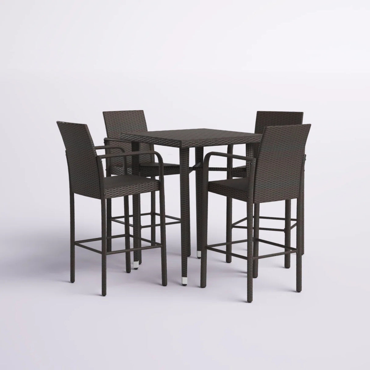 5-Piece Outdoor Rattan Wicker Bar Set with Wicker Top Table